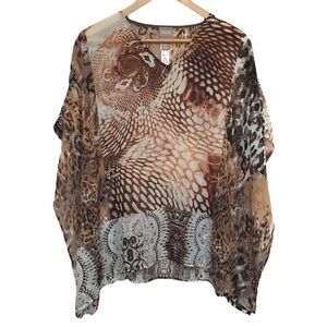 CHICO’S brown tan animal print kimono size S/M